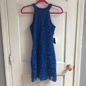 LuLu’s Blue Lace Halter Bodycon Dress